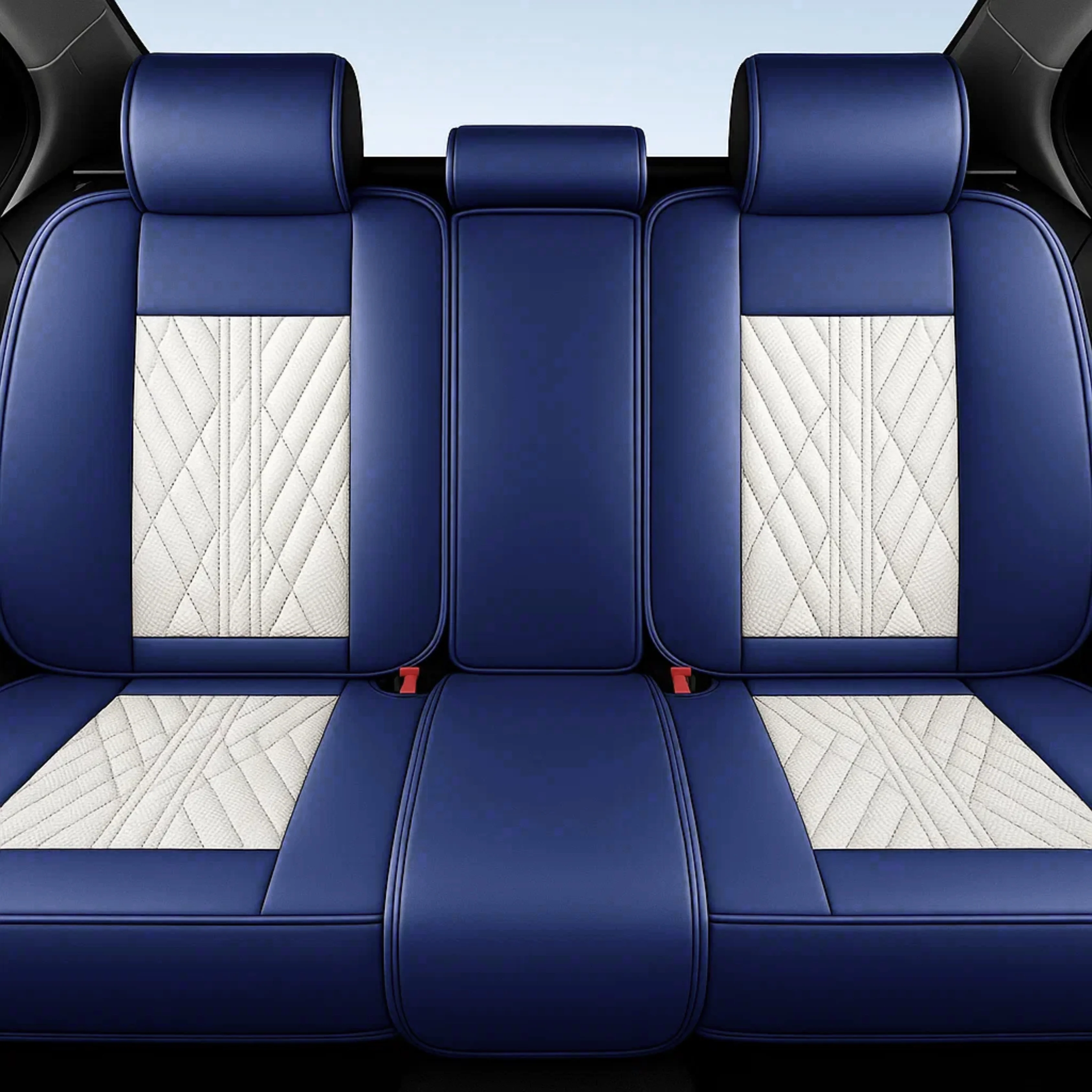 Beige & Blue Car Seat Covers - Image 3
