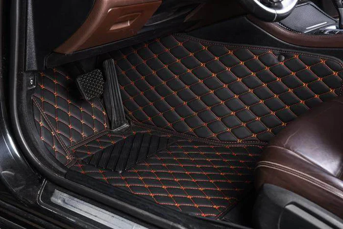 Black & Orange Stitching Custom Car Floor Mats - Image 3