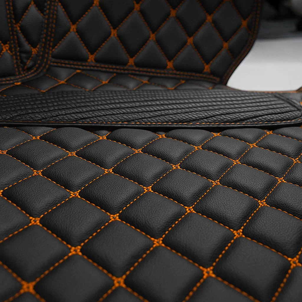 Black & Orange Stitching Custom Car Floor Mats - Image 4