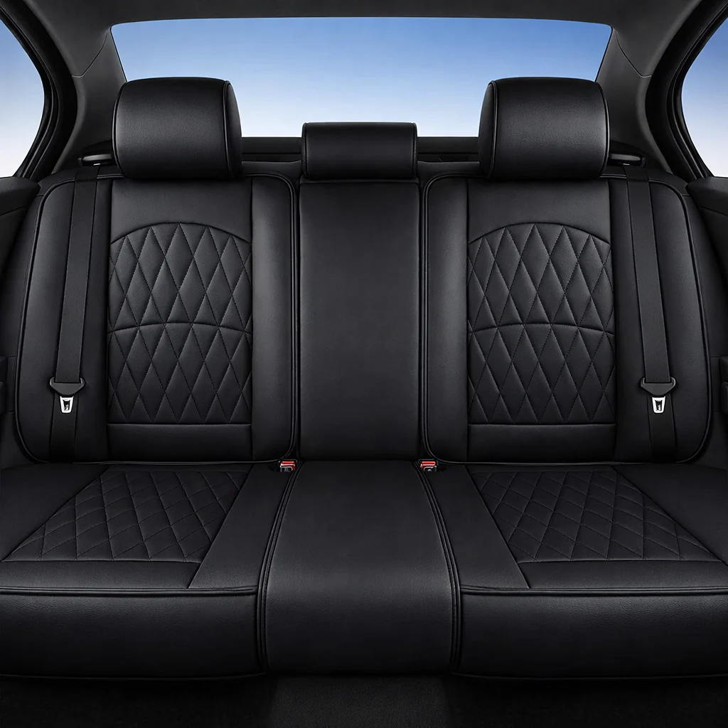 Black Quilted Leather Seat Covers - Image 3