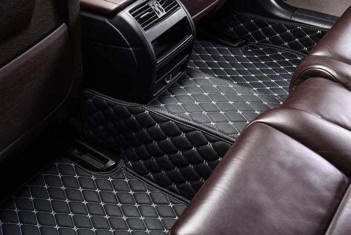 Custom Car Floor Mats with Black & White Stitching - Image 3