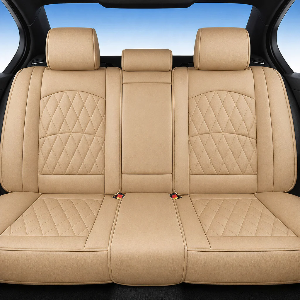 Beige Quilted Leather Seat Covers - Image 3
