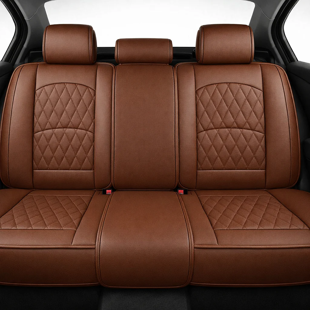 Brown Quilted Leather Seat Covers - Image 3