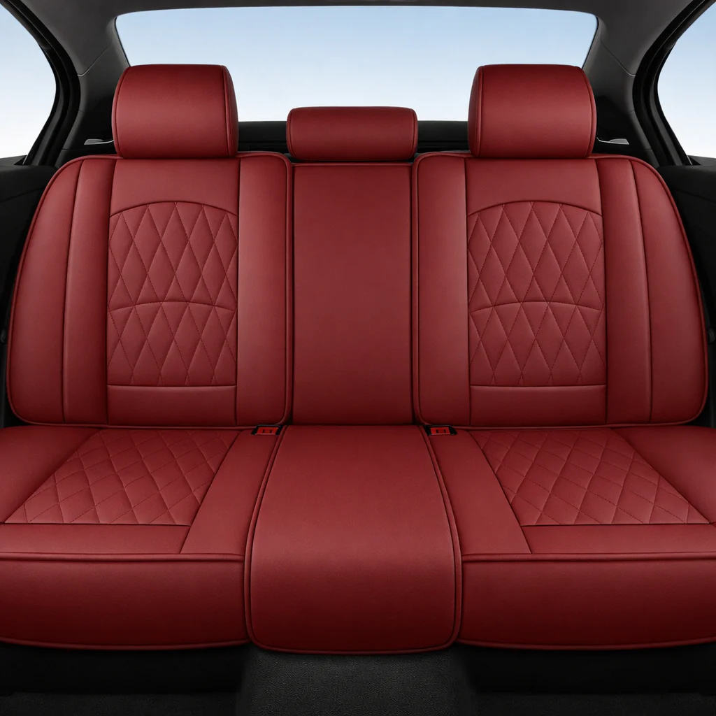 Red Quilted Leather Seat Covers - Image 3