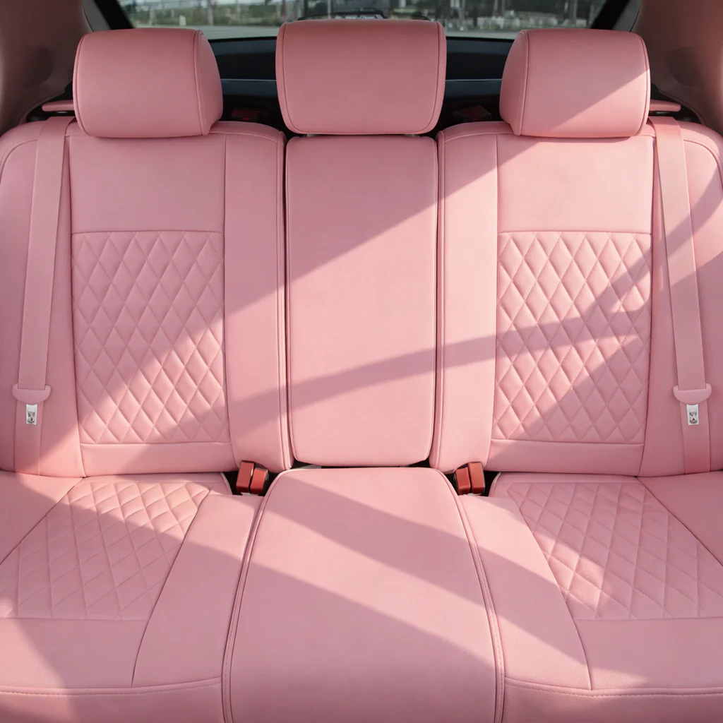 Pink Quilted Leather Seat Covers - Image 3
